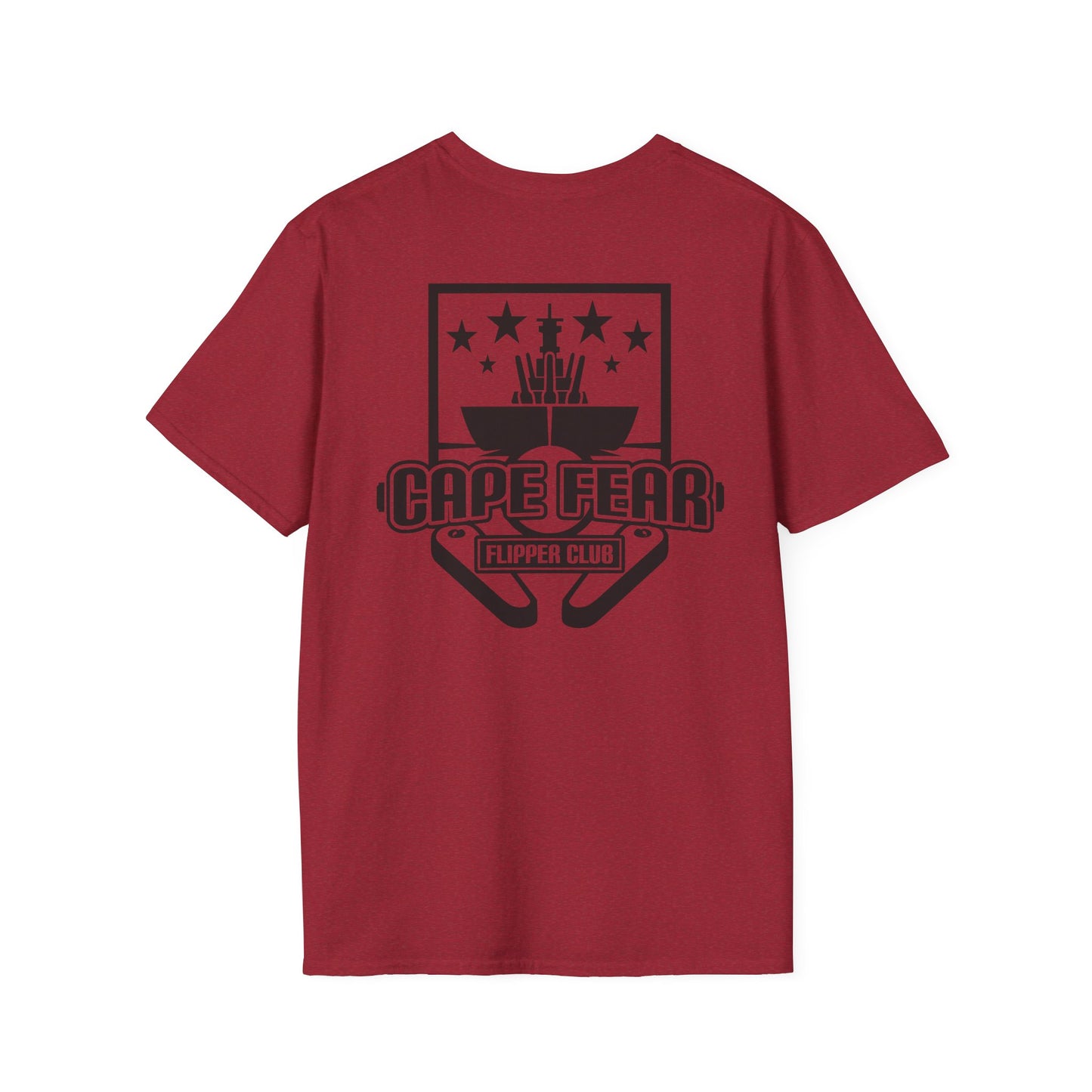 Cape Fear Flipper Club, Gaming T-Shirt, Unisex Softstyle T-Shirt, Perfect Gift for Gamers, Casual Wear, Pinball Lover Apparel