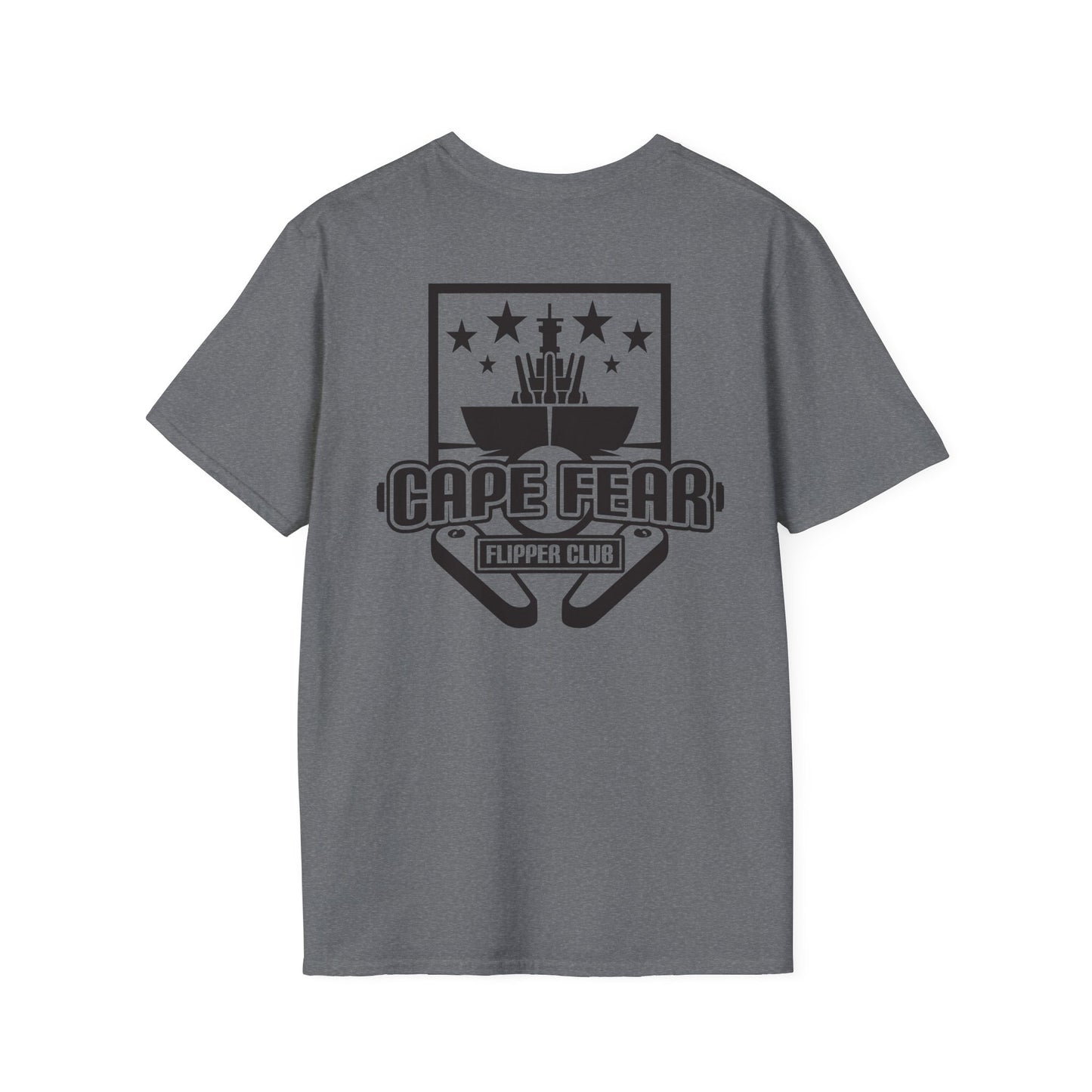 Cape Fear Flipper Club, Gaming T-Shirt, Unisex Softstyle T-Shirt, Perfect Gift for Gamers, Casual Wear, Pinball Lover Apparel