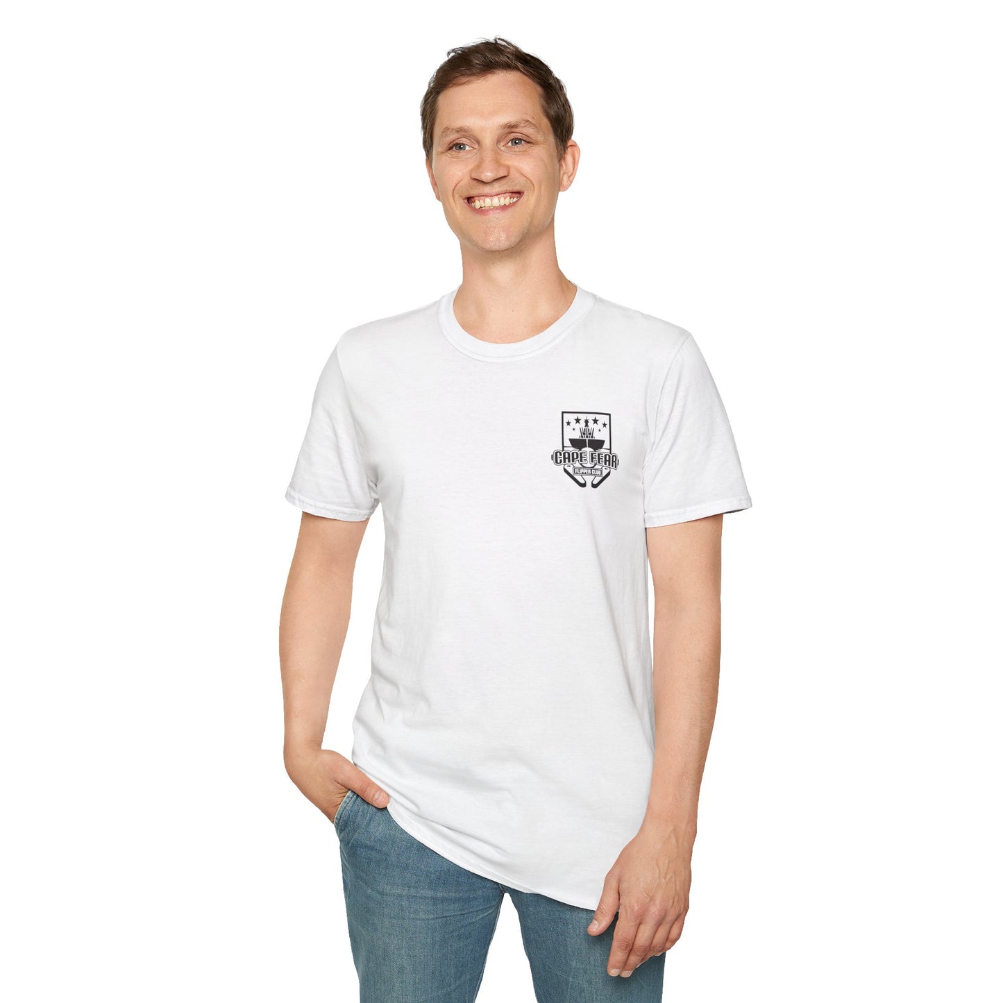 Cape Fear Flipper Club, Gaming T-Shirt, Unisex Softstyle T-Shirt, Perfect Gift for Gamers, Casual Wear, Pinball Lover Apparel