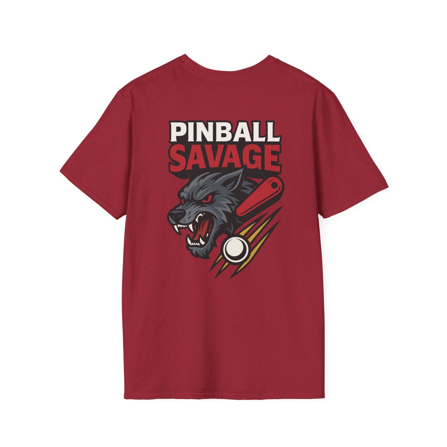 The Pinball Foundry Pinball Savage Beast, Gaming T-Shirt, Unisex Softstyle T-Shirt, Perfect Gift for Gamers, Casual Wear, Pinball Lover Apparel