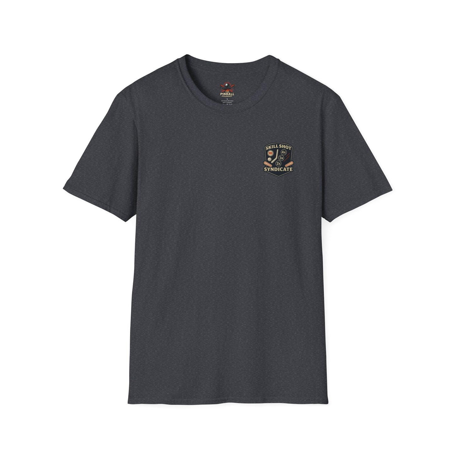 The Pinball Foundry Skill Shot Syndicate, Gaming T-Shirt, Unisex Softstyle T-Shirt, Perfect Gift for Gamers, Casual Wear, Pinball Lover Apparel