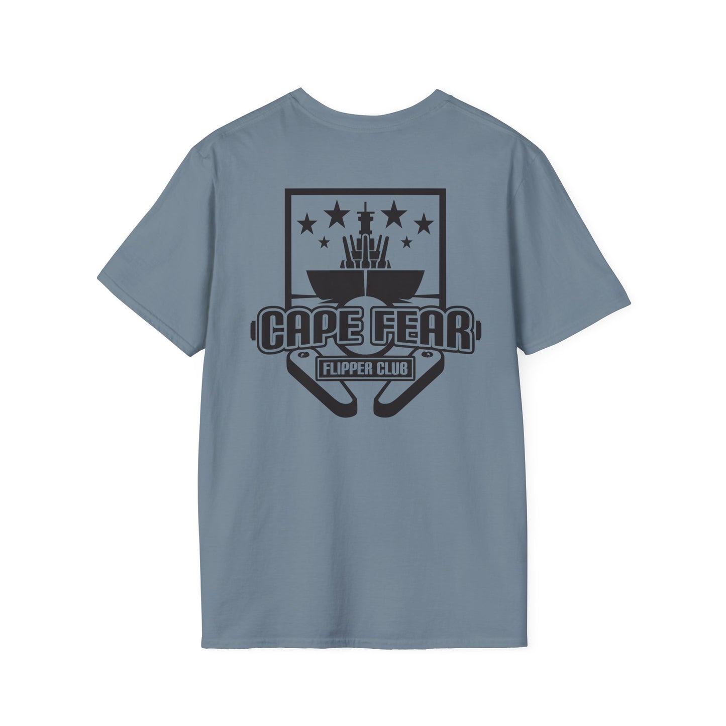 Cape Fear Flipper Club, Gaming T-Shirt, Unisex Softstyle T-Shirt, Perfect Gift for Gamers, Casual Wear, Pinball Lover Apparel