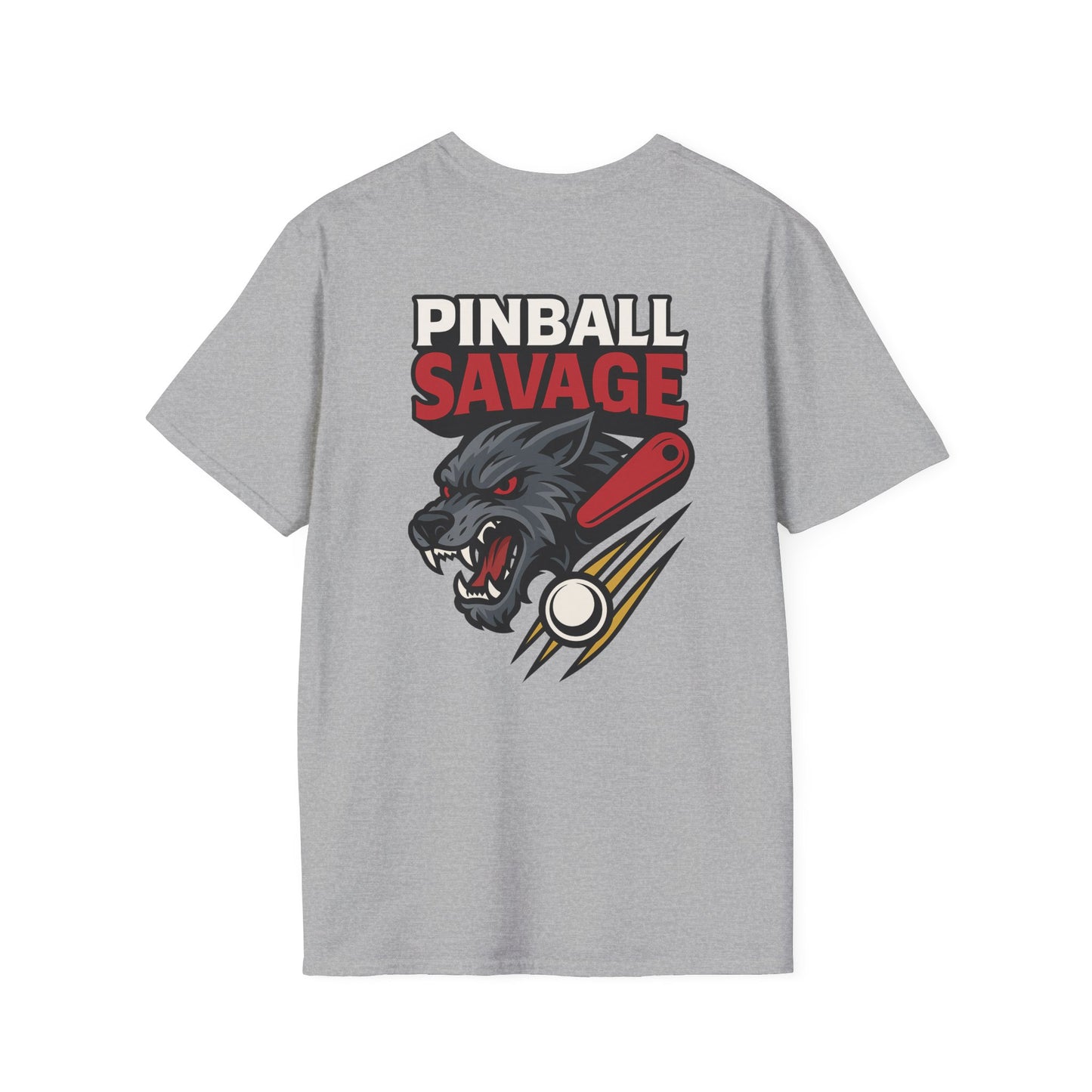 The Pinball Foundry Pinball Savage Beast, Gaming T-Shirt, Unisex Softstyle T-Shirt, Perfect Gift for Gamers, Casual Wear, Pinball Lover Apparel