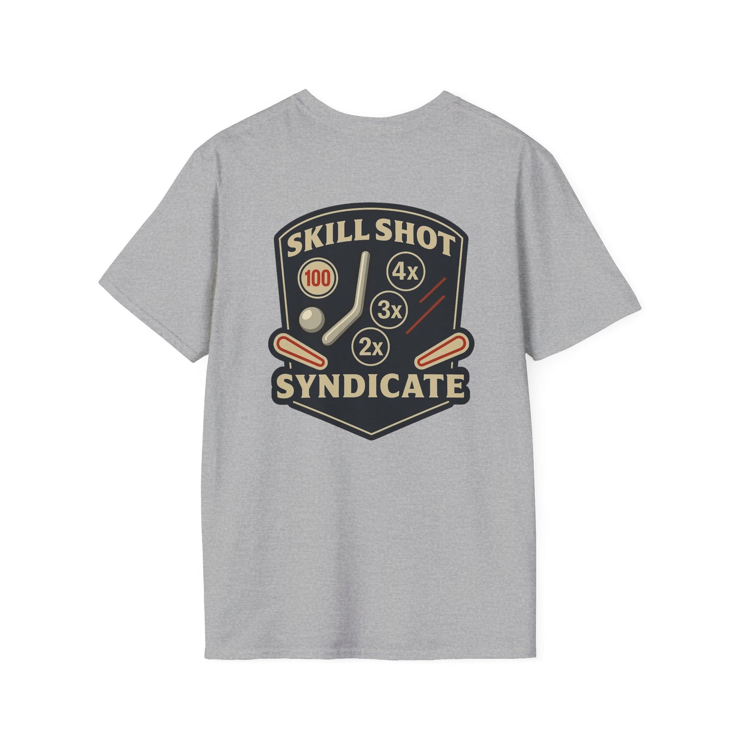 The Pinball Foundry Skill Shot Syndicate, Gaming T-Shirt, Unisex Softstyle T-Shirt, Perfect Gift for Gamers, Casual Wear, Pinball Lover Apparel