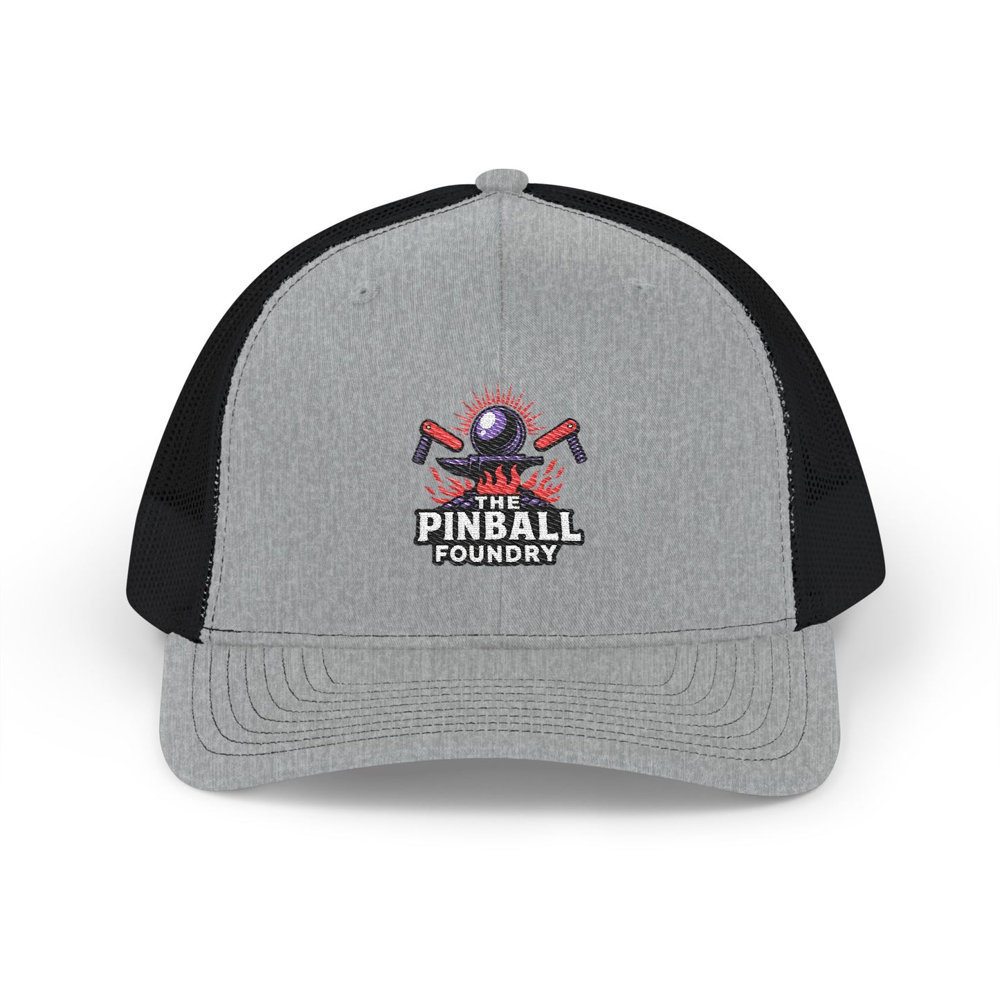 The Pinball Foundry Embroidered Snapback Trucker Cap, Casual Summer Hat, Gift for Gamers, Outdoor Style, Festival Accessory