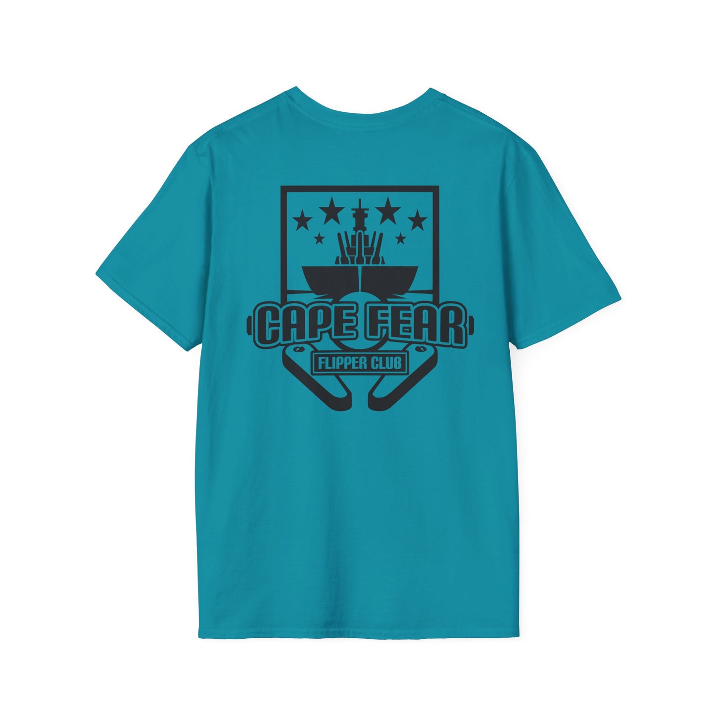Cape Fear Flipper Club, Gaming T-Shirt, Unisex Softstyle T-Shirt, Perfect Gift for Gamers, Casual Wear, Pinball Lover Apparel