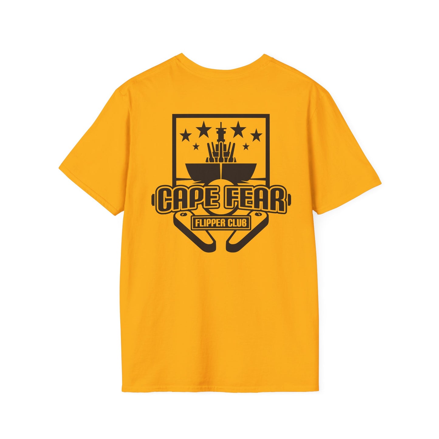 Cape Fear Flipper Club, Gaming T-Shirt, Unisex Softstyle T-Shirt, Perfect Gift for Gamers, Casual Wear, Pinball Lover Apparel