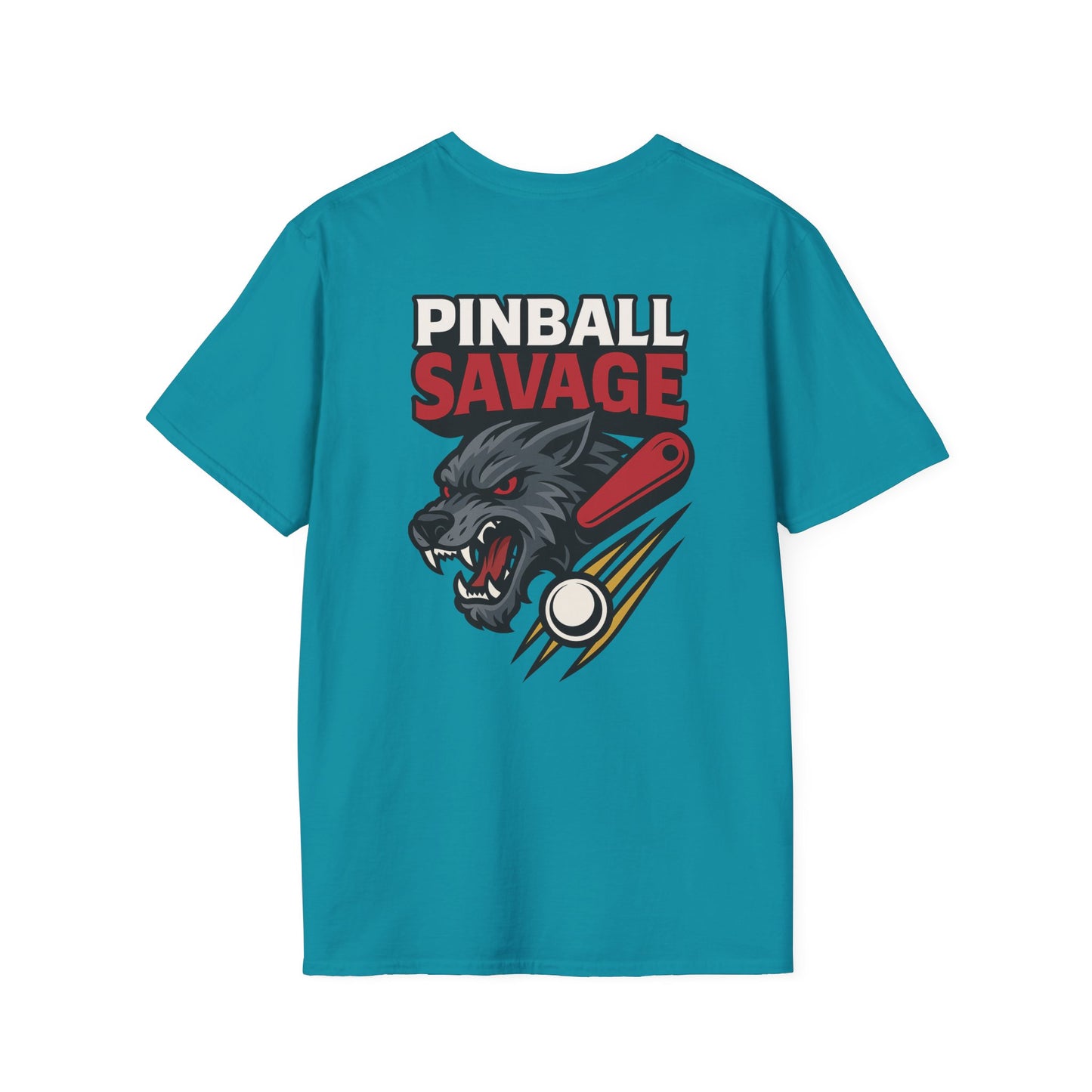 The Pinball Foundry Pinball Savage Beast, Gaming T-Shirt, Unisex Softstyle T-Shirt, Perfect Gift for Gamers, Casual Wear, Pinball Lover Apparel