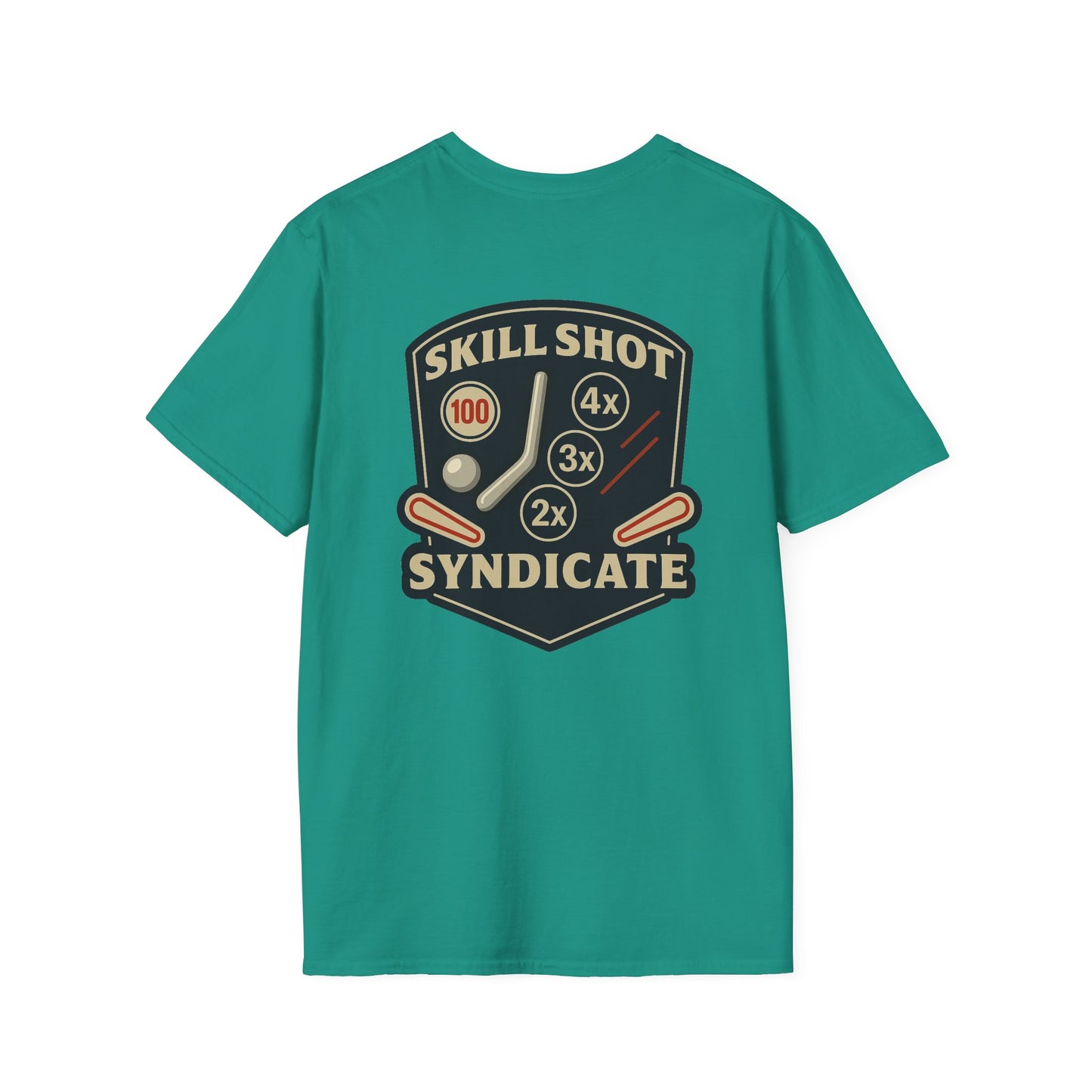 The Pinball Foundry Skill Shot Syndicate, Gaming T-Shirt, Unisex Softstyle T-Shirt, Perfect Gift for Gamers, Casual Wear, Pinball Lover Apparel