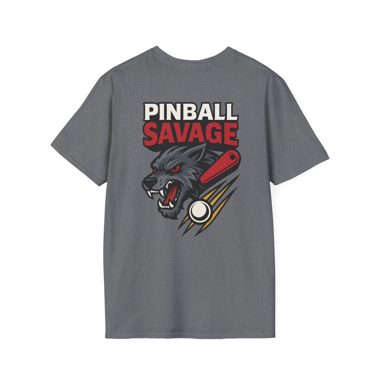 The Pinball Foundry Pinball Savage Beast, Gaming T-Shirt, Unisex Softstyle T-Shirt, Perfect Gift for Gamers, Casual Wear, Pinball Lover Apparel