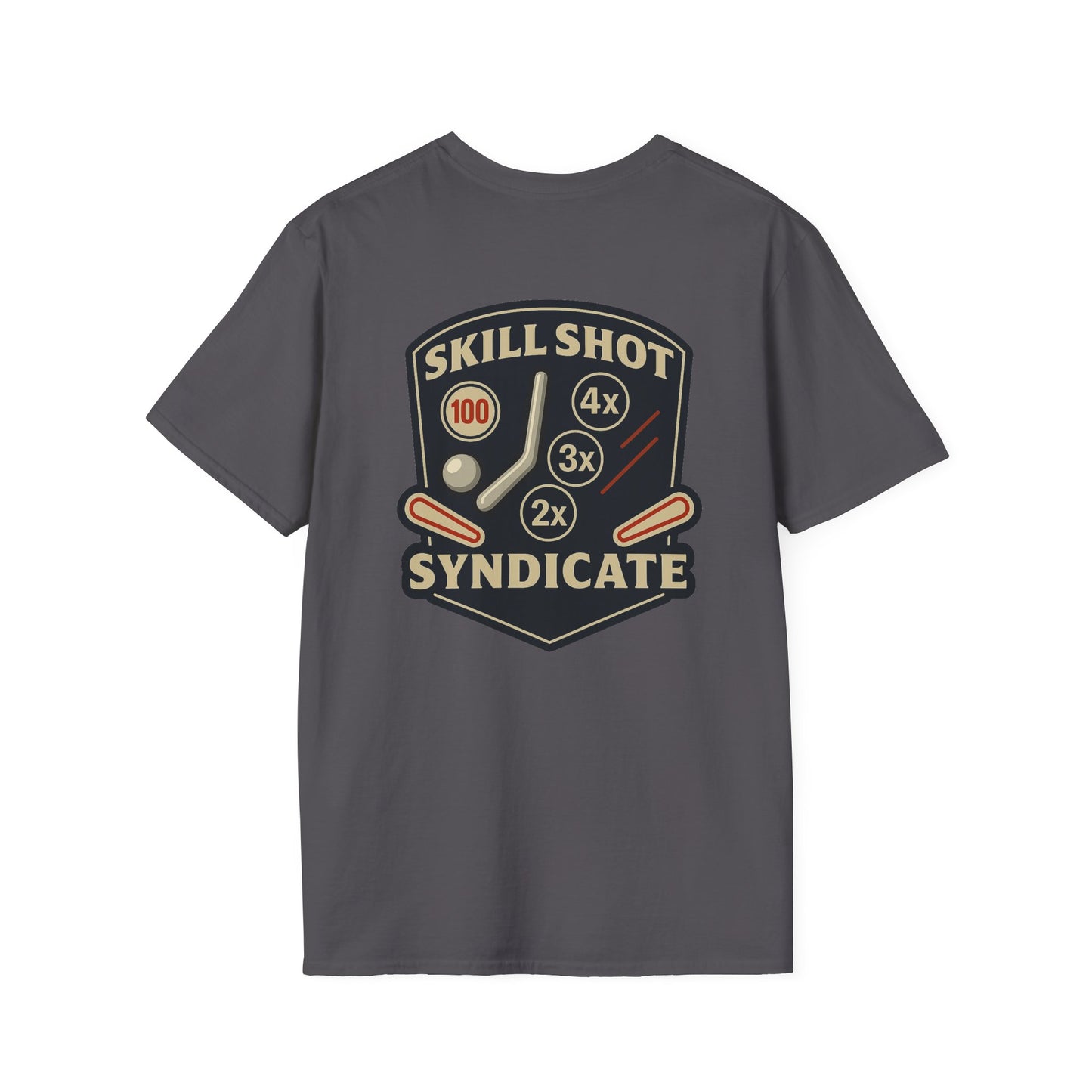 The Pinball Foundry Skill Shot Syndicate, Gaming T-Shirt, Unisex Softstyle T-Shirt, Perfect Gift for Gamers, Casual Wear, Pinball Lover Apparel