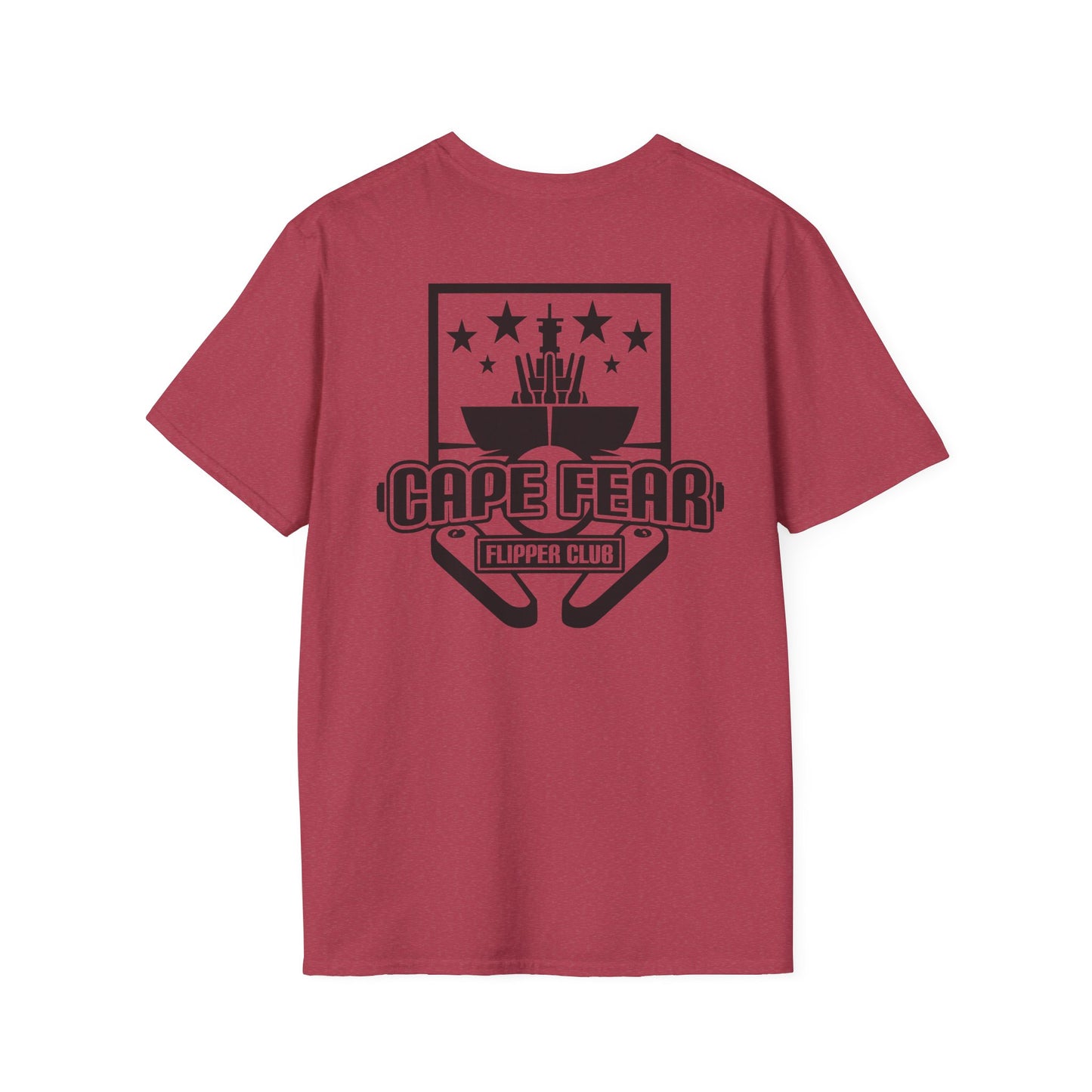 Cape Fear Flipper Club, Gaming T-Shirt, Unisex Softstyle T-Shirt, Perfect Gift for Gamers, Casual Wear, Pinball Lover Apparel