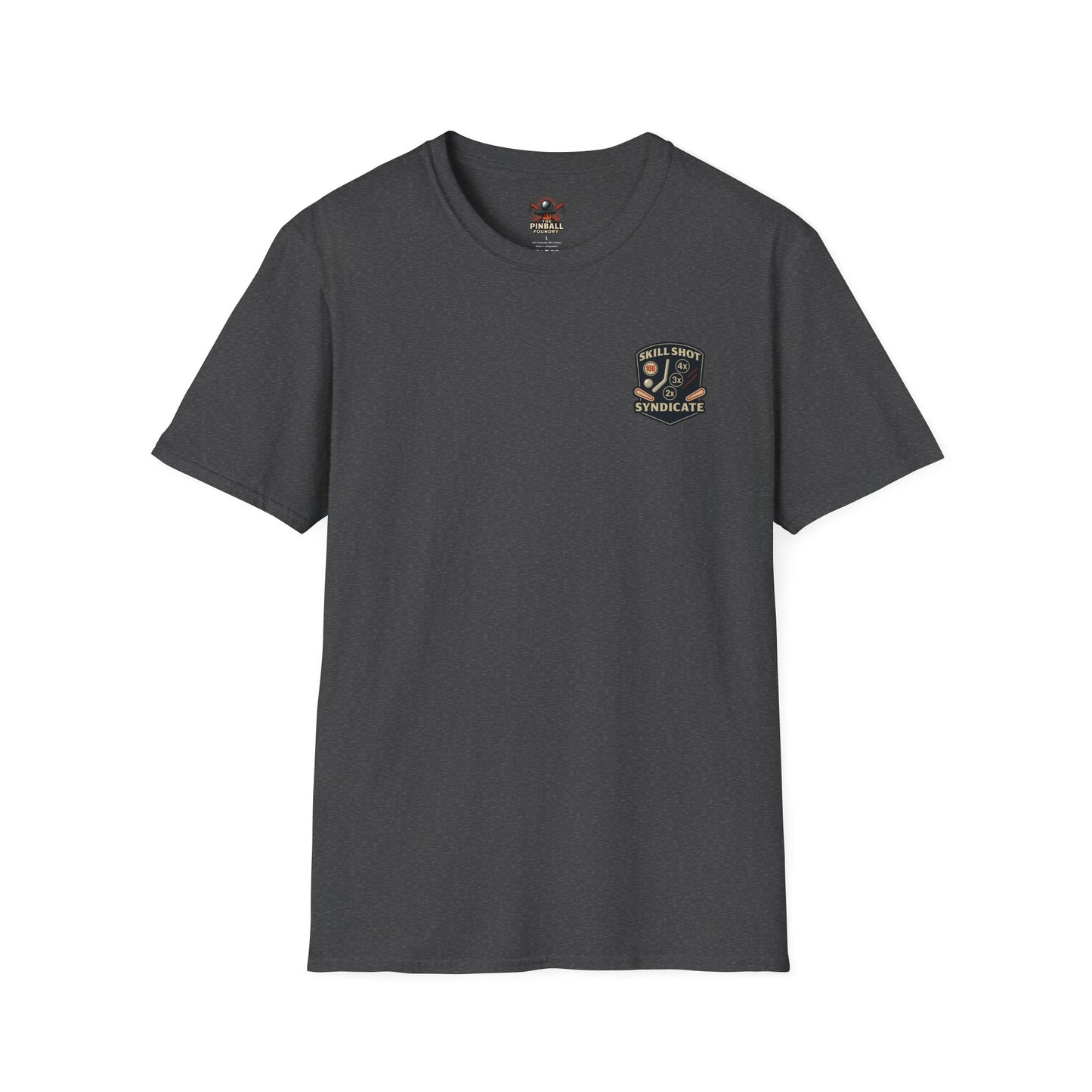 The Pinball Foundry Skill Shot Syndicate, Gaming T-Shirt, Unisex Softstyle T-Shirt, Perfect Gift for Gamers, Casual Wear, Pinball Lover Apparel