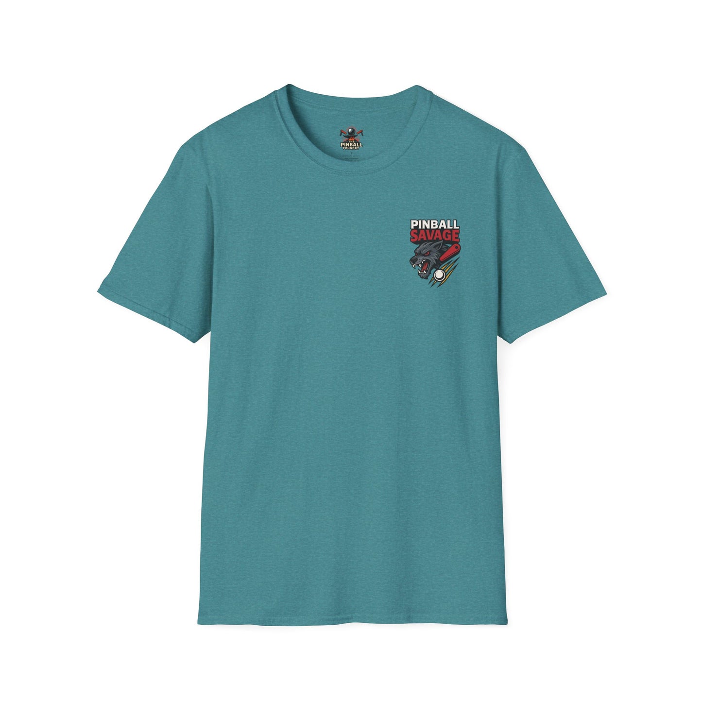 The Pinball Foundry Pinball Savage Beast, Gaming T-Shirt, Unisex Softstyle T-Shirt, Perfect Gift for Gamers, Casual Wear, Pinball Lover Apparel