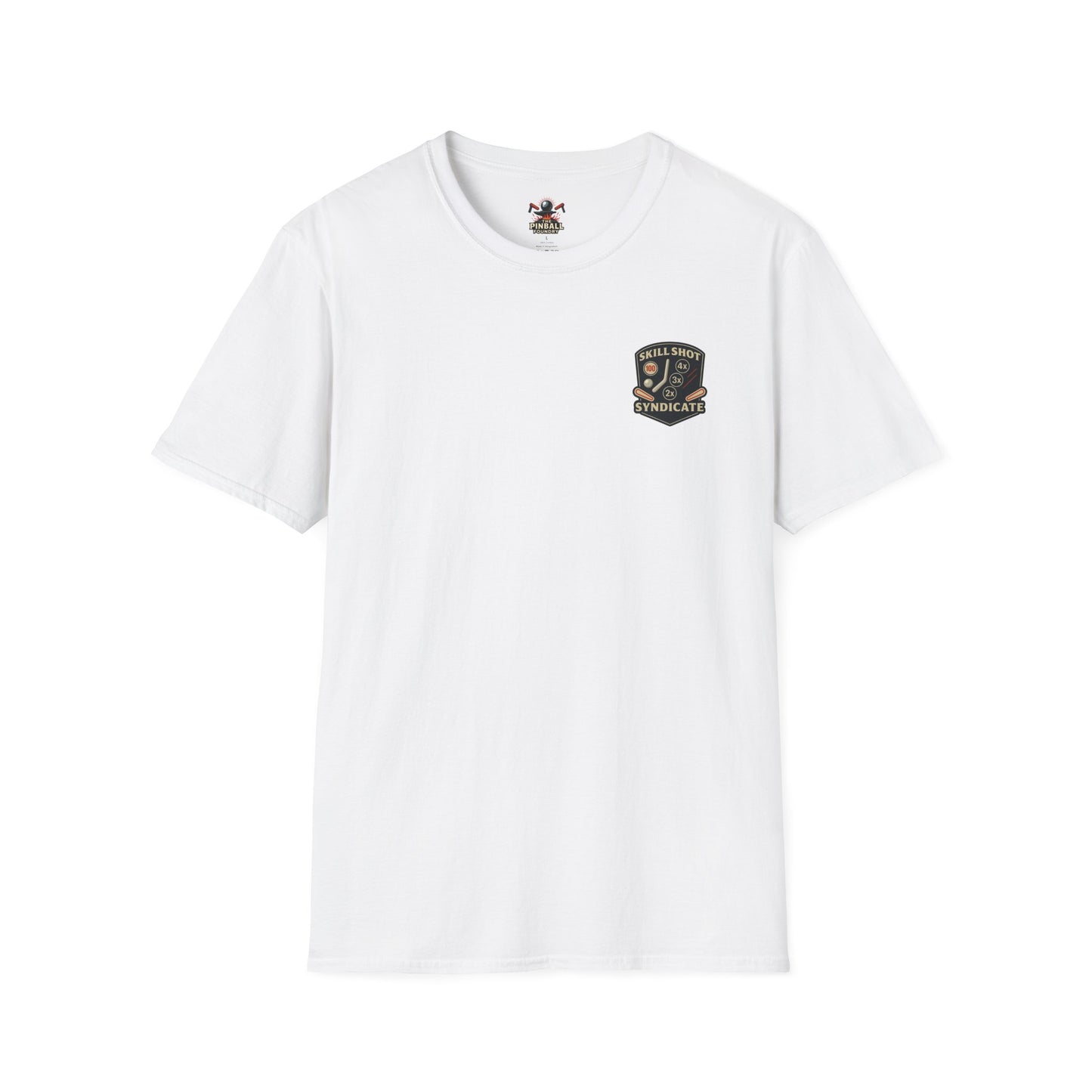 The Pinball Foundry Skill Shot Syndicate, Gaming T-Shirt, Unisex Softstyle T-Shirt, Perfect Gift for Gamers, Casual Wear, Pinball Lover Apparel