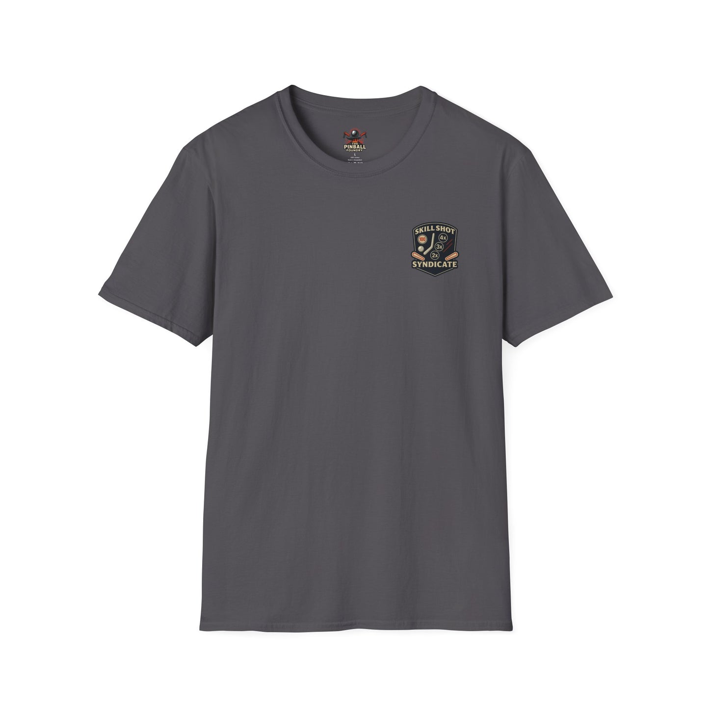 The Pinball Foundry Skill Shot Syndicate, Gaming T-Shirt, Unisex Softstyle T-Shirt, Perfect Gift for Gamers, Casual Wear, Pinball Lover Apparel