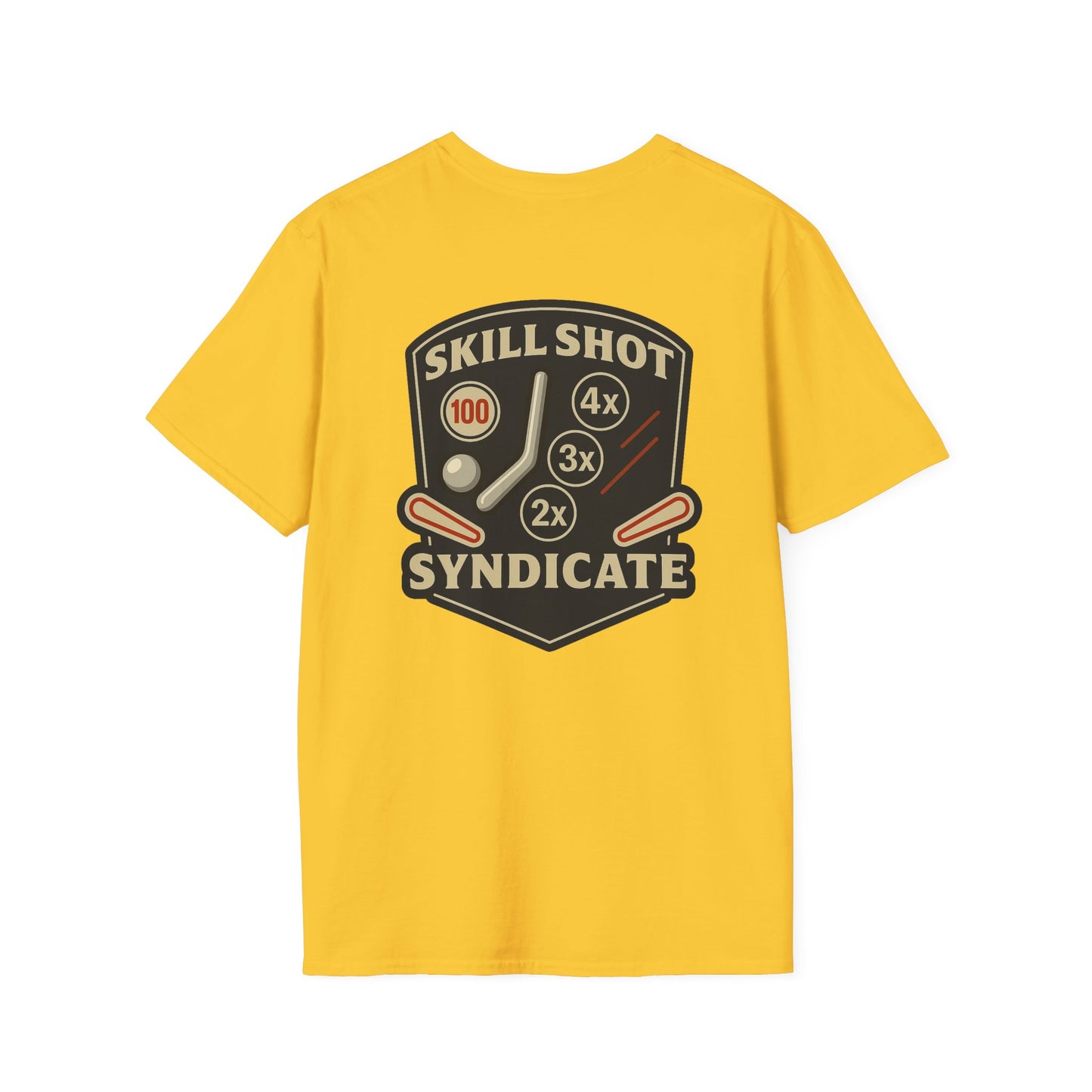 The Pinball Foundry Skill Shot Syndicate, Gaming T-Shirt, Unisex Softstyle T-Shirt, Perfect Gift for Gamers, Casual Wear, Pinball Lover Apparel