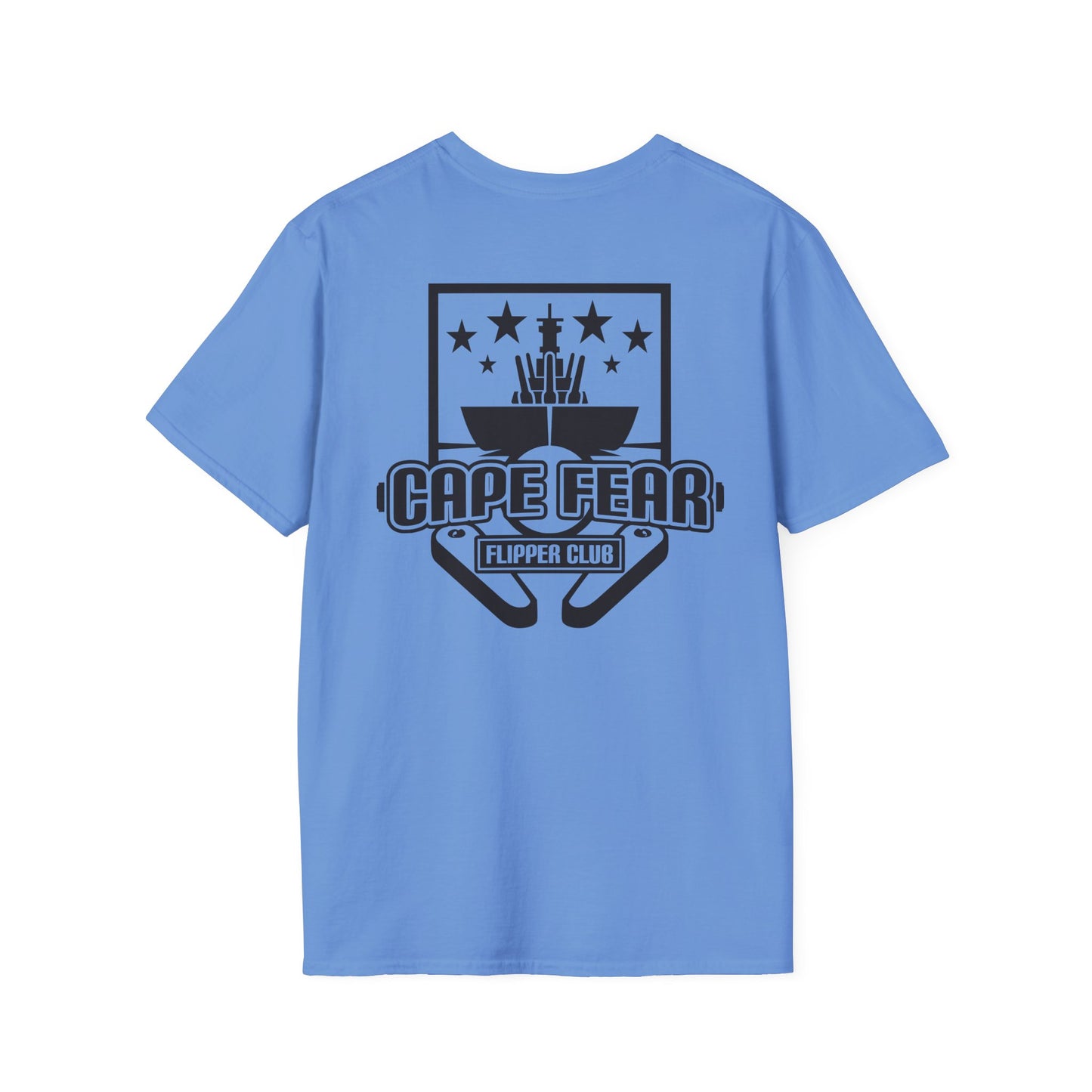 Cape Fear Flipper Club, Gaming T-Shirt, Unisex Softstyle T-Shirt, Perfect Gift for Gamers, Casual Wear, Pinball Lover Apparel
