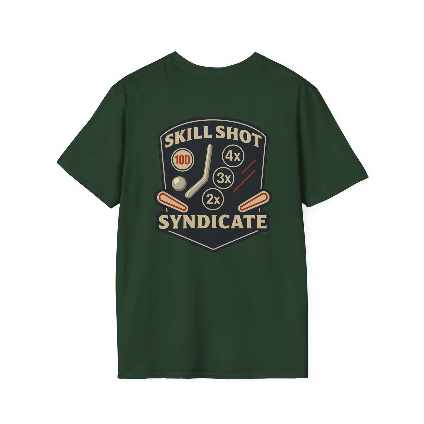 The Pinball Foundry Skill Shot Syndicate, Gaming T-Shirt, Unisex Softstyle T-Shirt, Perfect Gift for Gamers, Casual Wear, Pinball Lover Apparel