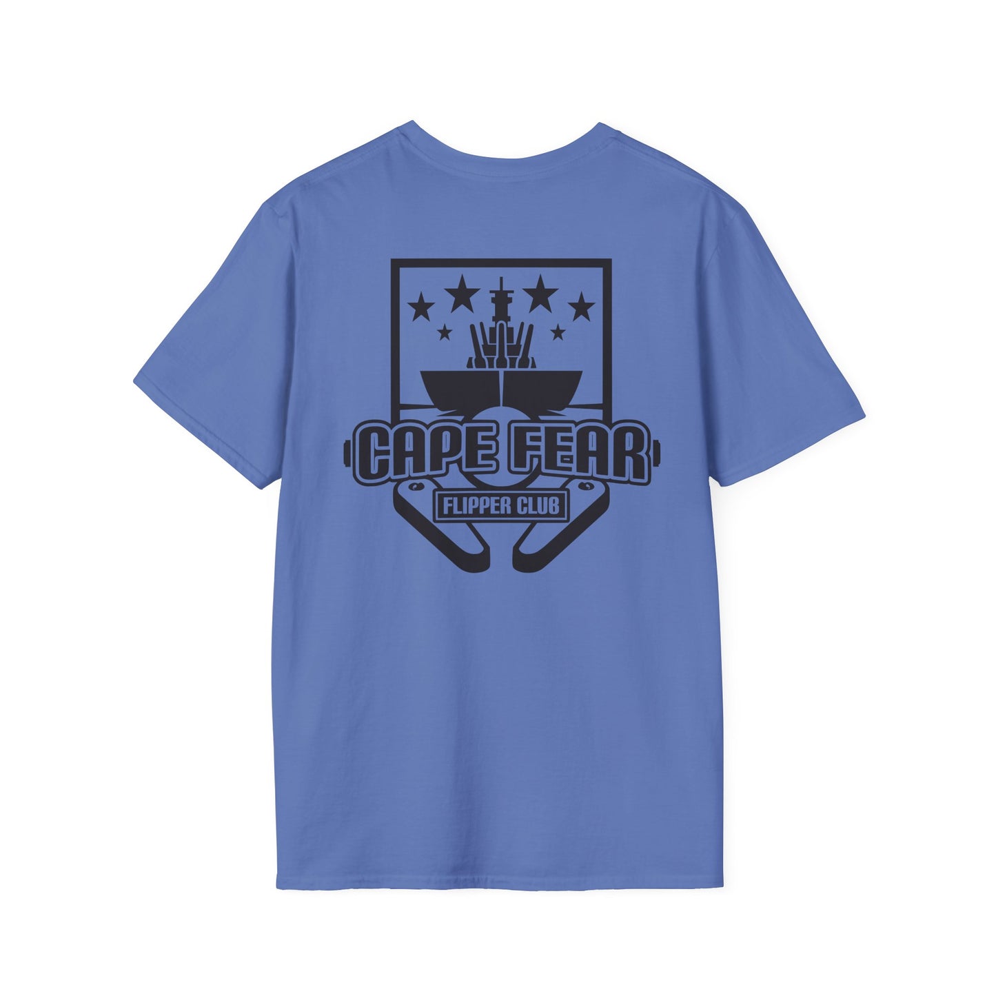Cape Fear Flipper Club, Gaming T-Shirt, Unisex Softstyle T-Shirt, Perfect Gift for Gamers, Casual Wear, Pinball Lover Apparel