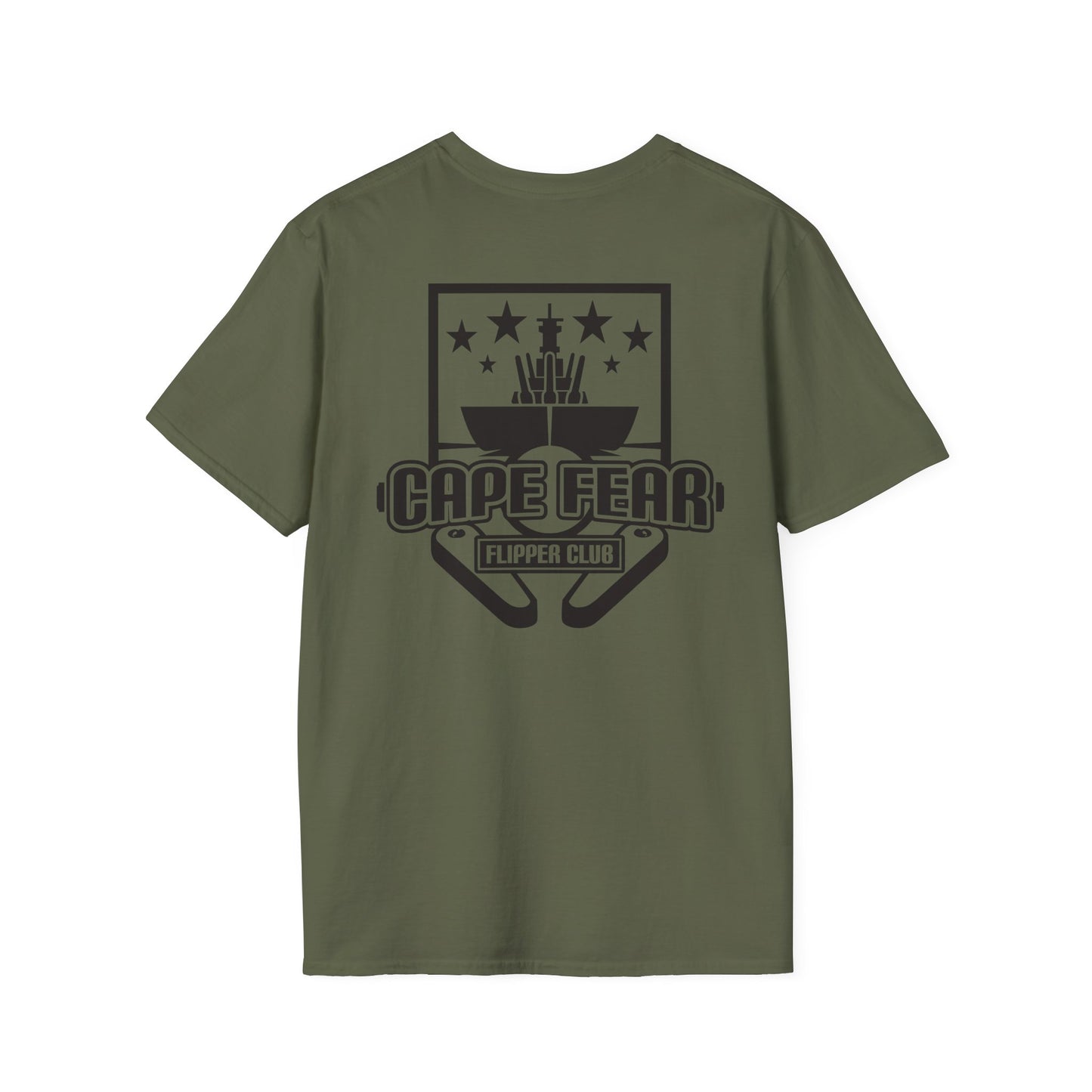 Cape Fear Flipper Club, Gaming T-Shirt, Unisex Softstyle T-Shirt, Perfect Gift for Gamers, Casual Wear, Pinball Lover Apparel