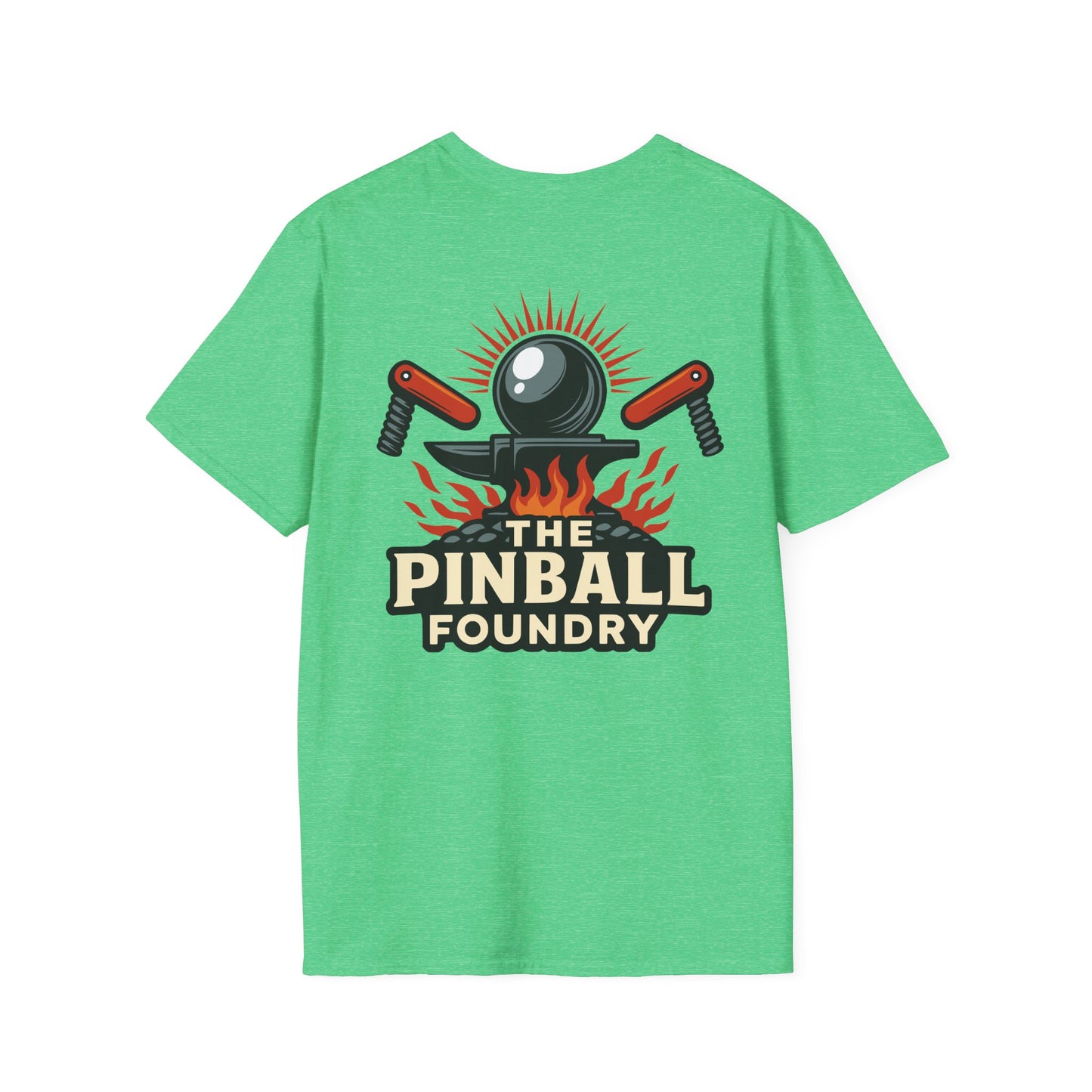 The Pinball Foundry Logo, Gaming T-Shirt, Unisex Softstyle T-Shirt, Perfect Gift for Gamers, Casual Wear, Pinball Lover Apparel