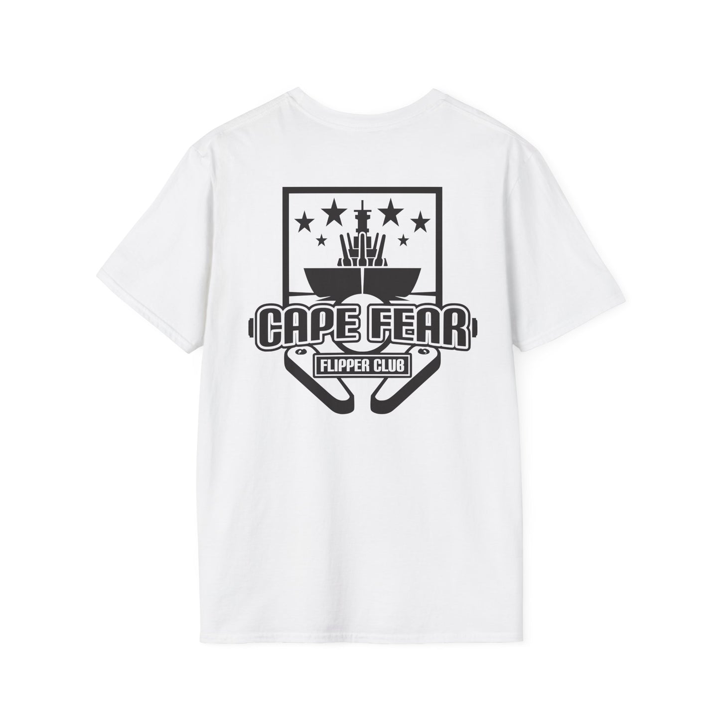 Cape Fear Flipper Club, Gaming T-Shirt, Unisex Softstyle T-Shirt, Perfect Gift for Gamers, Casual Wear, Pinball Lover Apparel