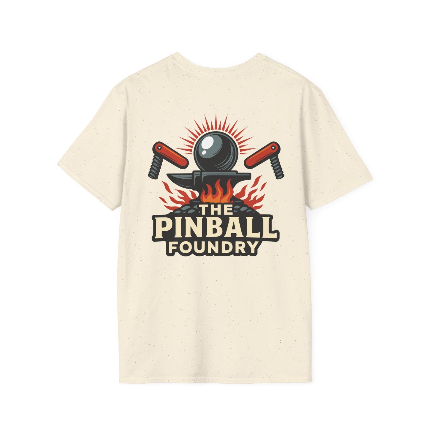 The Pinball Foundry Logo, Gaming T-Shirt, Unisex Softstyle T-Shirt, Perfect Gift for Gamers, Casual Wear, Pinball Lover Apparel