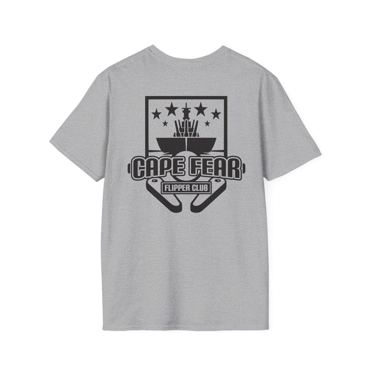 Cape Fear Flipper Club, Gaming T-Shirt, Unisex Softstyle T-Shirt, Perfect Gift for Gamers, Casual Wear, Pinball Lover Apparel