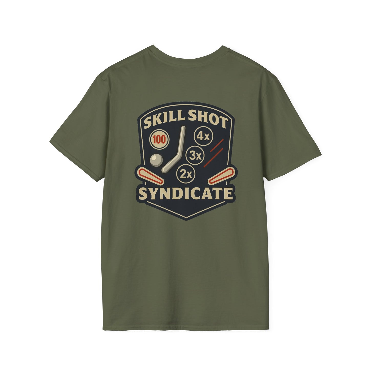 The Pinball Foundry Skill Shot Syndicate, Gaming T-Shirt, Unisex Softstyle T-Shirt, Perfect Gift for Gamers, Casual Wear, Pinball Lover Apparel