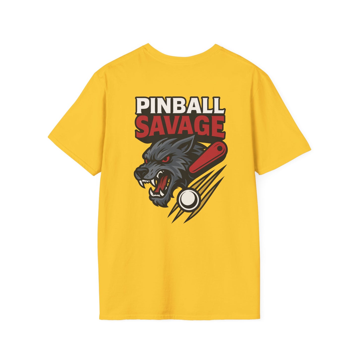 The Pinball Foundry Pinball Savage Beast, Gaming T-Shirt, Unisex Softstyle T-Shirt, Perfect Gift for Gamers, Casual Wear, Pinball Lover Apparel